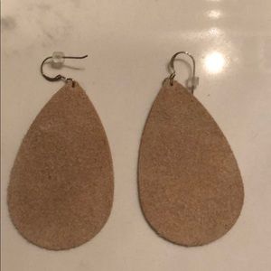 Jewelry - Silver leather tear drop earrings Jewelry - Silver leather tear drop earrings